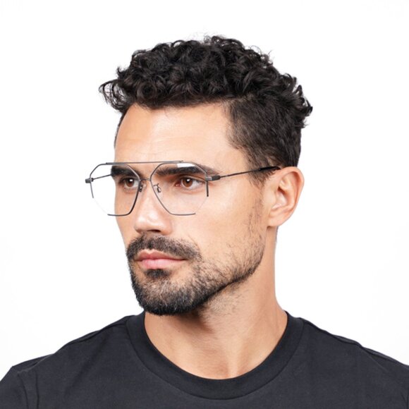 NEW MQ0261OA 001 ALEXANDER MCQUEEN EYEGLASSES MEN GEOMETRIC SILVER EYEWE… - Picture 1 of 4